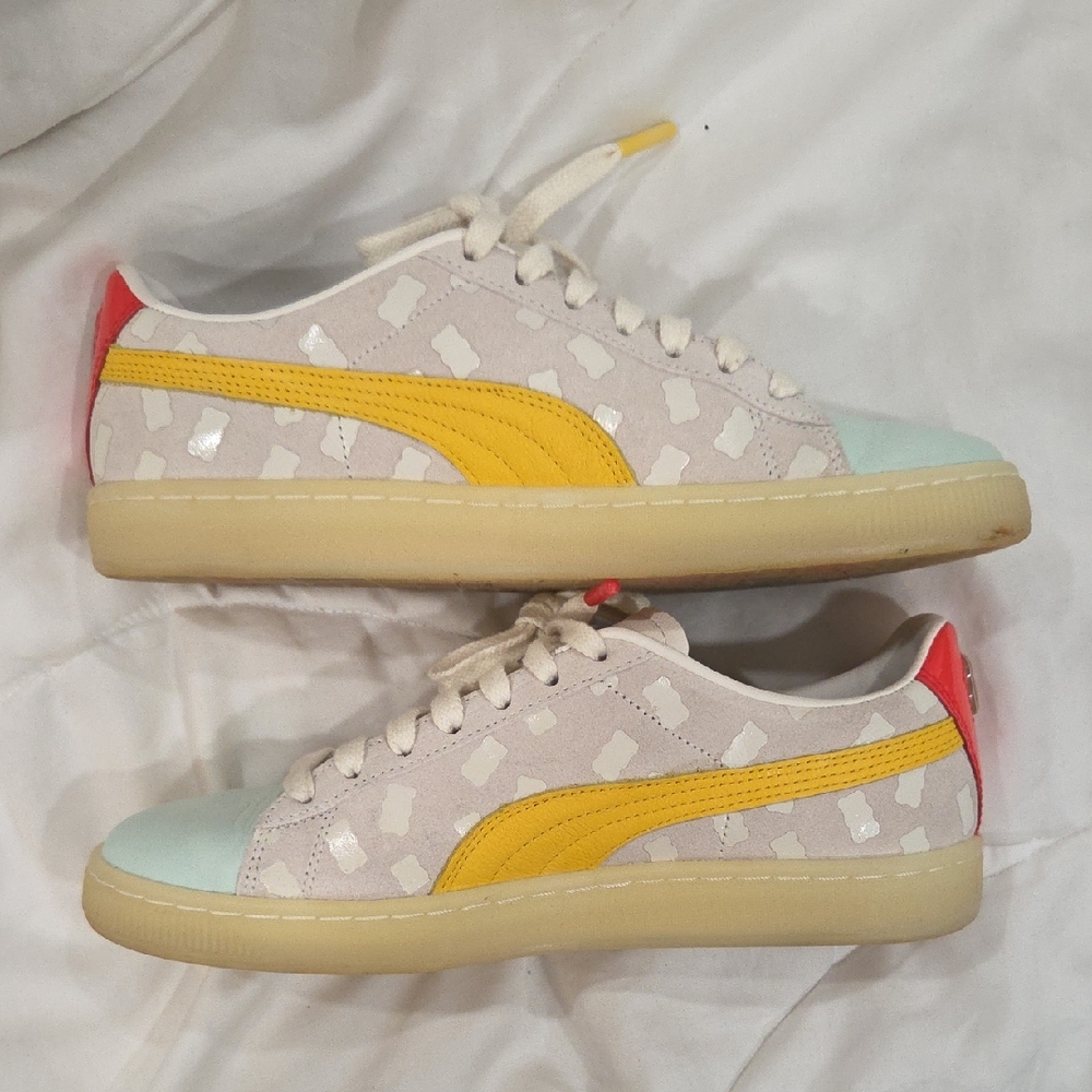 Puma Women's Sneakers - Beige, Yellow, Red, and Light Blue